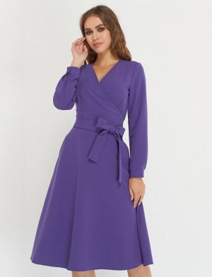 Платье женское демисезонное на запах длинный рукав цвет Лиловый (однотонное) ZAP