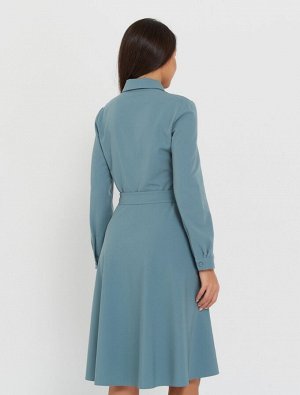 Платье рубашка женское демисезонное МИДИ длинный рукав цвет Оливковый SHIRT (однотонное)