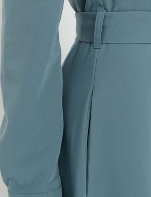 Платье рубашка женское демисезонное МИДИ длинный рукав цвет Оливковый SHIRT (однотонное)