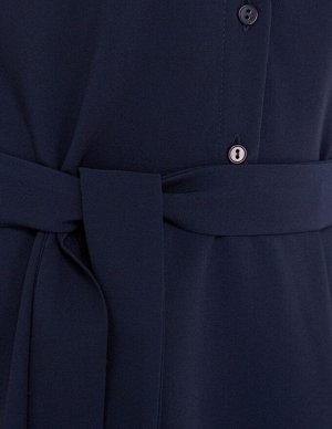 Платье рубашка женское демисезонное МИДИ длинный рукав цвет Темно-синий SHIRT (однотонное)