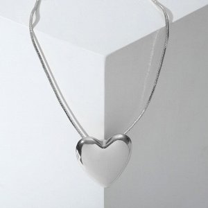 Кулон "Сердце" признание, цвет серебро, 40см