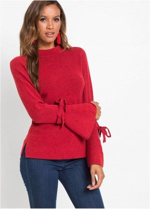 Пуловер с воланами|красны