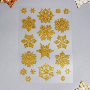 Наклейки Decoretto "Золотистые снежинки" 20х36 см