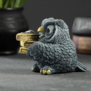 Фигурка гипс «Сова с книгами», серо-голубой, 10x6x6 см