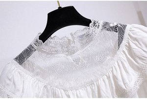 Женская блузка с кружевным воротником, цвет белый