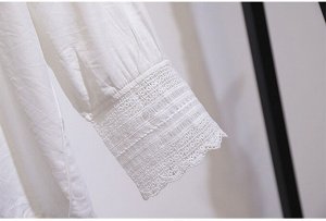 Женская блузка с кружевным воротником, цвет белый