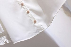 Женская рубашка, манжеты на резинке, цвет белый