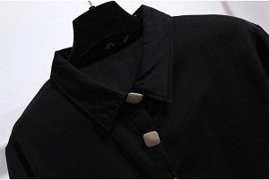 Женская рубашка, манжеты на резинке, цвет черный
