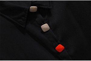 Женская рубашка, манжеты на резинке, цвет черный