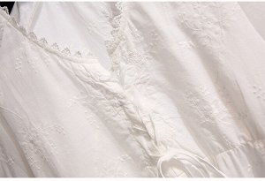 Женская блузка на завязках с вышивкой, цвет белый