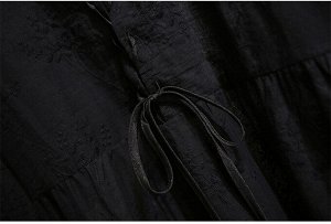 Женская блузка на завязках с вышивкой, цвет черный