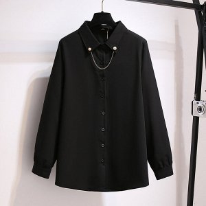 Женская рубашка с декоративными уголками, цвет черный