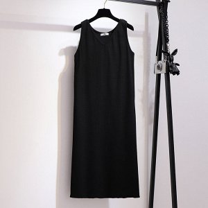 Женское платье без рукавов, цвет черный