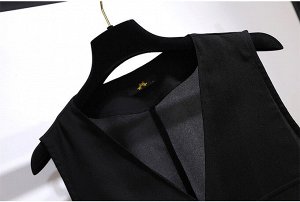 Женская рубашка + укороченный жилет, цвет черный/белый