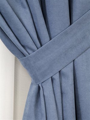 Швейный цех "Маруся" Комплект штор КАНВАС (эффект замши) цвет ДЖИНС: 2 шторы по 150 см