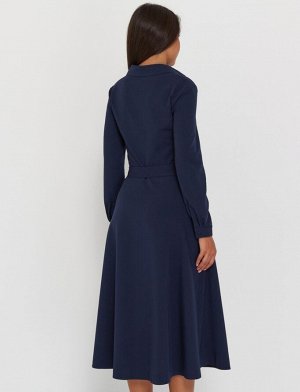 A.Karina Платье рубашка женское демисезонное МАКСИ длинный рукав цвет Темно-синий LONG (однотонное)