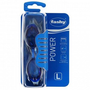 Очки для плавания FASHY Power, синие линзы, сменная переносица, серая оправа