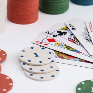 СИМА-ЛЕНД Покер, набор для игры (карты 2 колоды, фишки с номин. 100 шт, сукно 40 х 60 см)