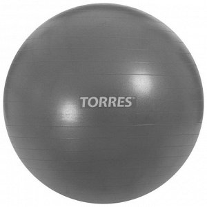 Фитбол TORRES, AL121155SL, диаметр 55 см, эластичный ПВХ, с защитой от взрыва, с насосом, цвет серый