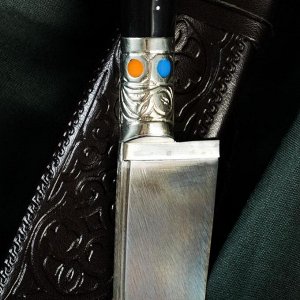 Нож Пчак Шархон - эбонит, ёрма, гарда, навершие мельхиор, 17 см