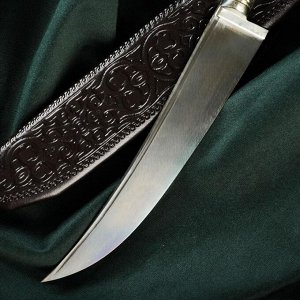 Нож Пчак Шархон - эбонит, ёрма, гарда, навершие мельхиор, 17 см