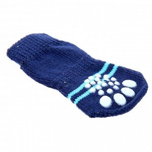 Носки нескользящие "Снежинка", размер S (2,5/3,5 * 6 см), набор 4 шт, тёмно-синие