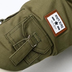 Куртка для собак с меховым капюшоном, M (ДС 25 см, ОШ 26 см, ОГ 37 см), зелёная