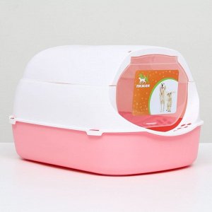 Туалет-домик с фильтром, 43 х 32 х 28 см, бело-розовый