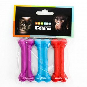 Набор игрушек  для собак Gamma "Кость литая №1", каучук, 3 шт по 7,5 см, микс цветов