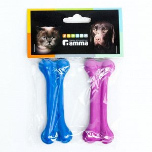 Набор игрушек для собак Gamma "Кость литая №2", каучук, 2 шт по 9,5 см, микс цветов
