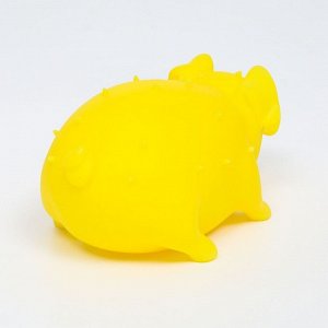 Игрушка пищащая "Весёлая свинья" для собак, хрюкающая, светящаяся, 19 см, жёлтая