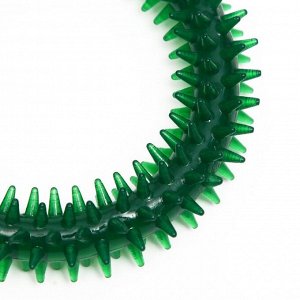 Игрушка для собак "Кольцо с шипами", 12,5 см, прозрачная, зелёная