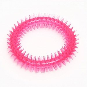 Игрушка для собак "Кольцо с шипами", 12,5 см, прозрачная, розовая
