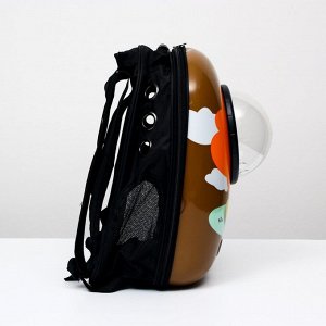 Рюкзак для переноски животных с окном для обзора "Лев", 32 х 25 х 42 см, коричневый