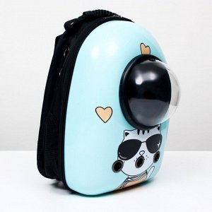 Рюкзак для переноски кошек и собак с окном для обзора «Гламуррр», 32 х 25 х 42 см, голубой