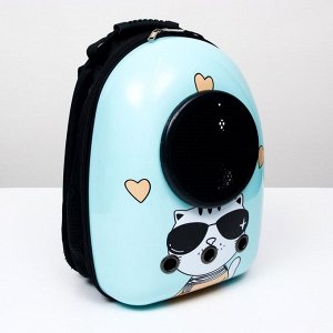 Рюкзак для переноски кошек и собак с окном для обзора «Гламуррр», 32 х 25 х 42 см, голубой
