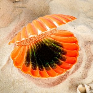 Декорация для аквариума "Ракушка", оранжевая, 10.5х9х7 см