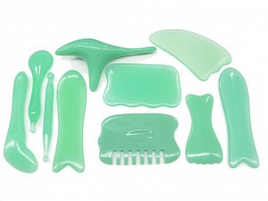 Набор массажеров из полимера цв.зеленый, 10 предметов