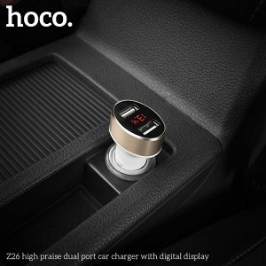 NEW ! Автомобильное зарядное устройство HOCO Z26 high praise, 2*USB, 2.1A