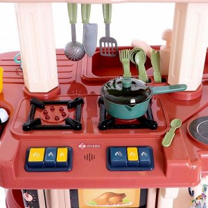 Игровой набор «Большая кухня», двусторонняя, свет, звук, пар, вода, 70 предметов