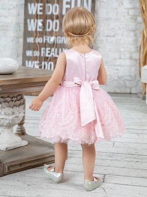 Нарядное платье "Принцесса" (розовое с розовым кружевом)