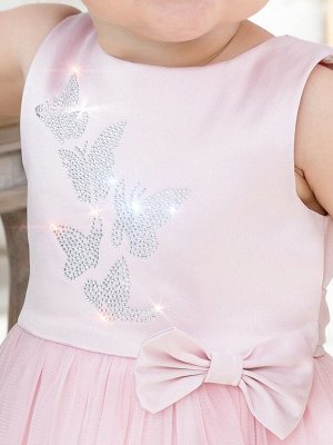 Нарядное платье со стразами "Бабочка" (розовое)