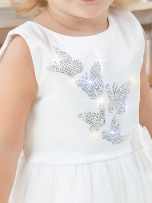 Нарядное платье со стразами "Бабочка" (молочное)