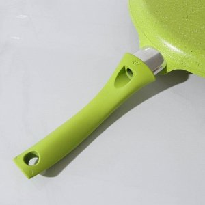 Сковорода блинная Trendy style, d=24 см, пластиковая ручка, антипригарное покрытие, цвет зелёный