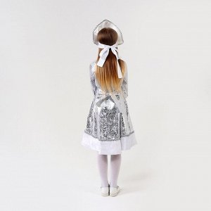 Костюм карнавальный «Снегурочка с узором», атлас, шуба, кокошник, рост 98-104 см