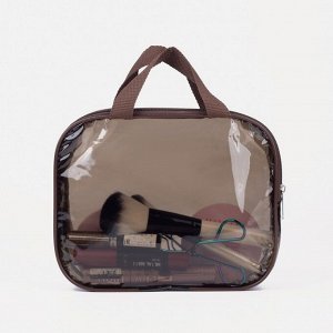 Косметичка-сумочка ПВх, отдел на молнии, с ручками, цвет кофейный