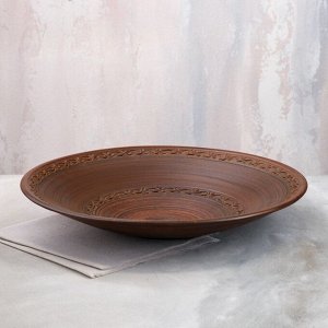 Блюдо для подачи "Шашлычное", декор, красная глина, 42 см