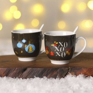 Набор "Снегурочка и Дед Мороз", 2 кружки, 2 ложки