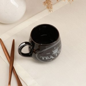Чашка "Петелька", чёрная, серебристая деколь чай, 0.25 л, микс