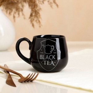 Чашка "Петелька", чёрная, серебристая деколь чай, 0.25 л, микс